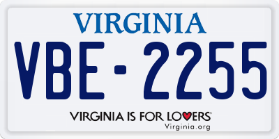 VA license plate VBE2255