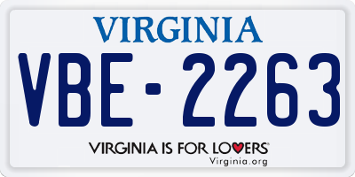 VA license plate VBE2263