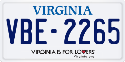 VA license plate VBE2265