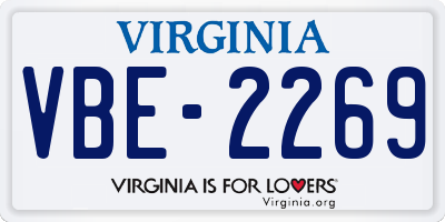 VA license plate VBE2269