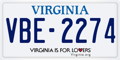 VA license plate VBE2274
