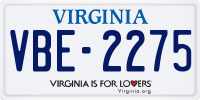 VA license plate VBE2275