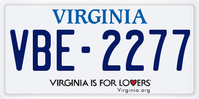 VA license plate VBE2277