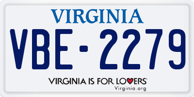 VA license plate VBE2279