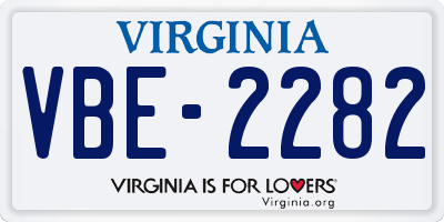 VA license plate VBE2282