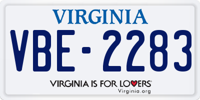 VA license plate VBE2283