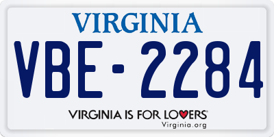 VA license plate VBE2284
