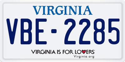 VA license plate VBE2285