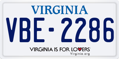 VA license plate VBE2286