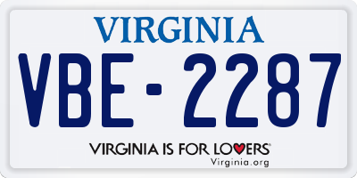 VA license plate VBE2287