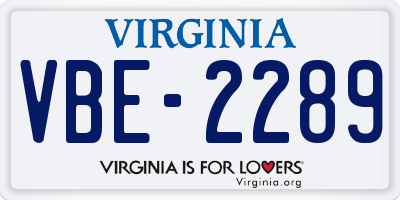 VA license plate VBE2289