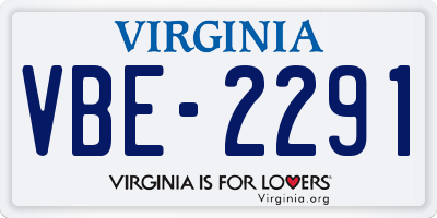 VA license plate VBE2291