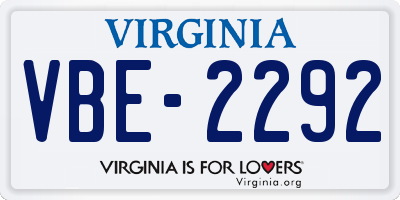 VA license plate VBE2292