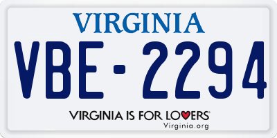VA license plate VBE2294