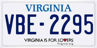 VA license plate VBE2295