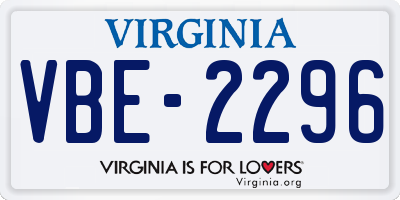 VA license plate VBE2296