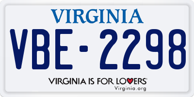 VA license plate VBE2298