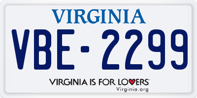 VA license plate VBE2299