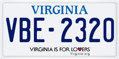 VA license plate VBE2320
