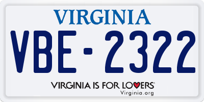 VA license plate VBE2322
