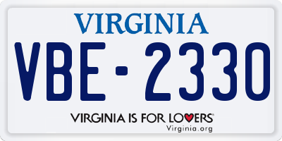VA license plate VBE2330
