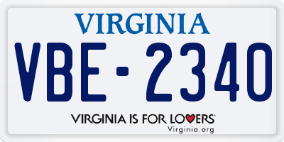 VA license plate VBE2340