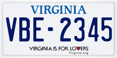 VA license plate VBE2345