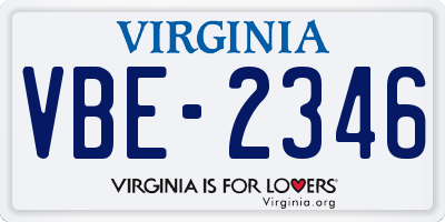 VA license plate VBE2346