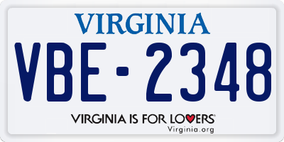 VA license plate VBE2348