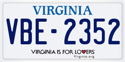 VA license plate VBE2352