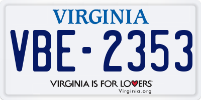 VA license plate VBE2353