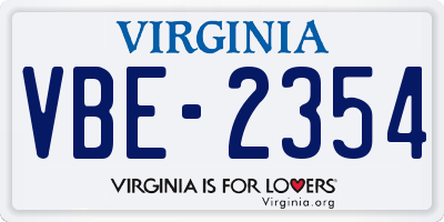 VA license plate VBE2354
