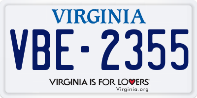 VA license plate VBE2355