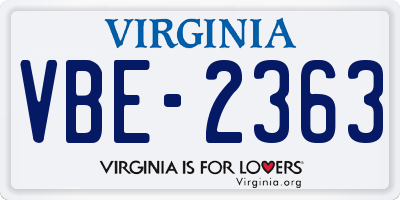 VA license plate VBE2363