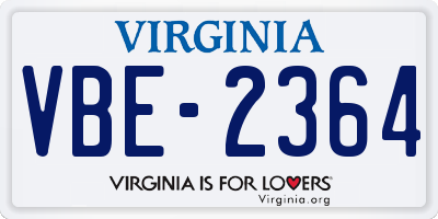 VA license plate VBE2364