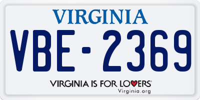 VA license plate VBE2369