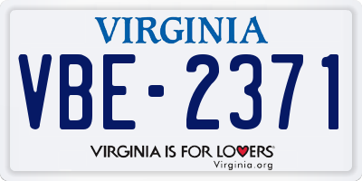 VA license plate VBE2371