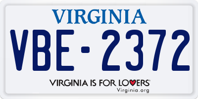 VA license plate VBE2372