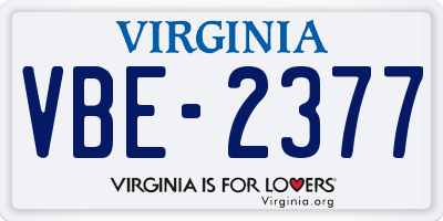 VA license plate VBE2377
