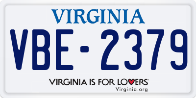 VA license plate VBE2379