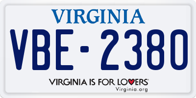 VA license plate VBE2380