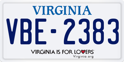VA license plate VBE2383