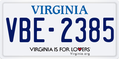 VA license plate VBE2385