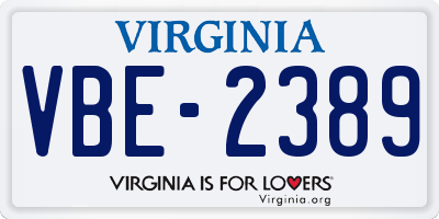 VA license plate VBE2389