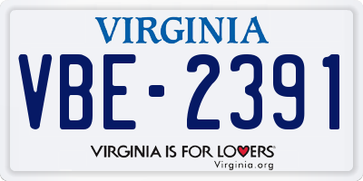 VA license plate VBE2391
