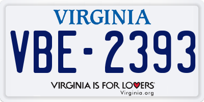 VA license plate VBE2393