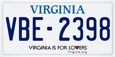 VA license plate VBE2398