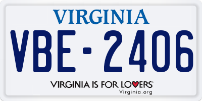 VA license plate VBE2406