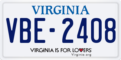 VA license plate VBE2408
