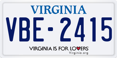 VA license plate VBE2415